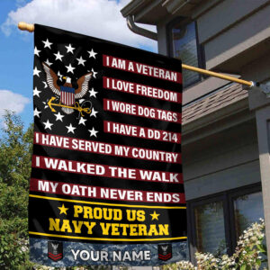 US Navy Veteran Flag VPVC112002, Custom Name, Rank, Gift For Navy Veteran, American Flag, Patriotic Flag, Garden Flag, House Flag