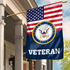 Premium US Navy Veteran Flag VPVC111902, Custom Name, Rank, Year, Gift For Navy Veteran, American Flag, Patriotic Flag, Garden Flag, House Flag, Gifts On Father’s Day, Independence Day, Veterans Day.