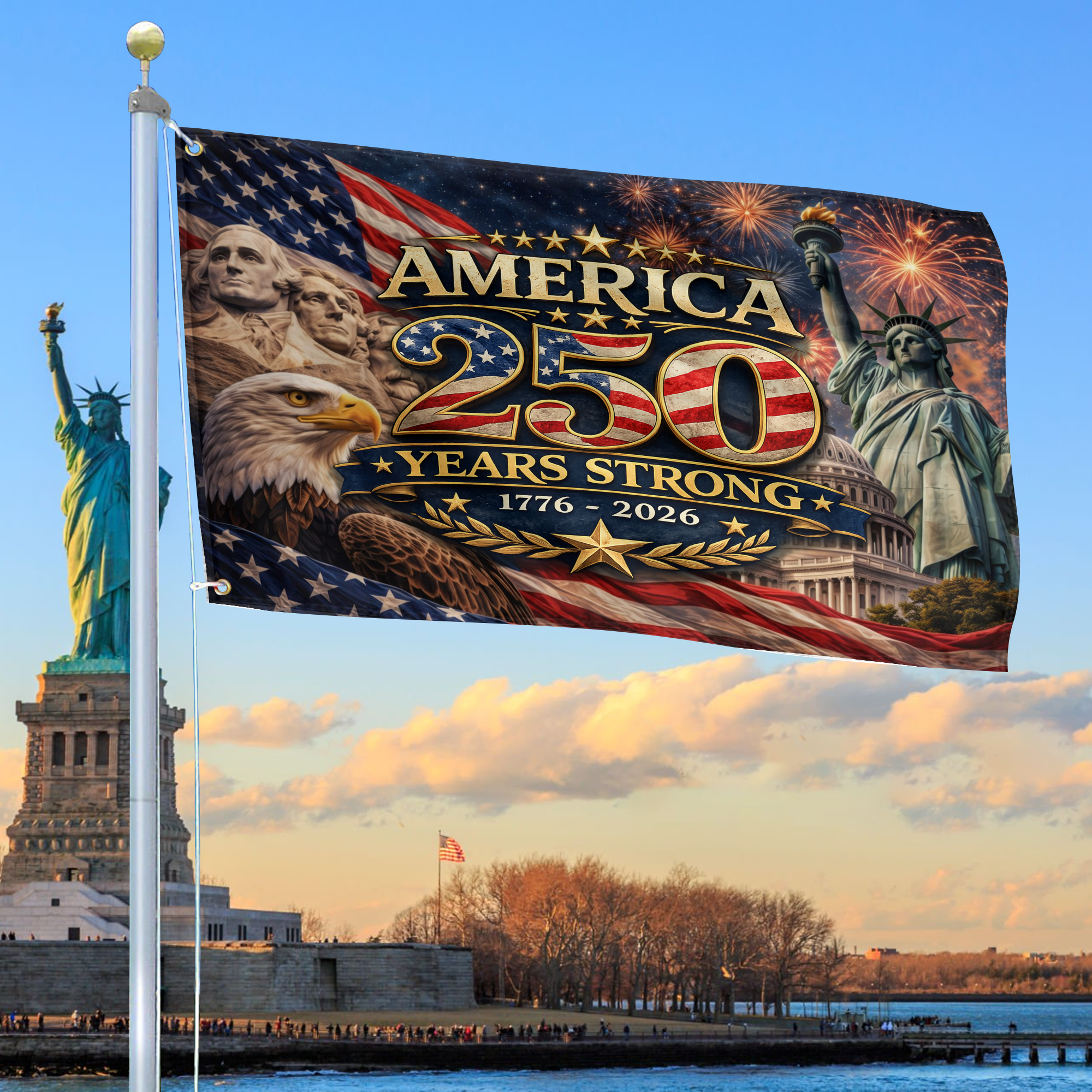 Premium America 250th Anniversary Grommet Flag VPVC120137, America 250th Flag, America 250th Birthday, Best Gifts On Independence Day, Veterans Day. Premium America 250th Anniversary Grommet Flag VPVC120137, America 250th Flag, America 250th Birthday, Best Gifts On Independence Day, Veterans Day.