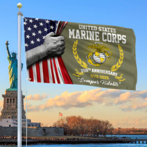 Premium USMC Grommet Flag VPVC120042, 250th Anniversary Marine Corps Flag, Gifts For Marine Veteran, Best Gifts On Father’s Day, Veterans Day.