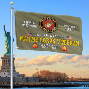 Unique Custom Name, Rank, Year, USMC Grommet Flag VPVC106711, Gift For Marine Veteran, Gifts For Dad, For Husband, Best Gifts On Father’s Day, Independence Day, Veterans Day.