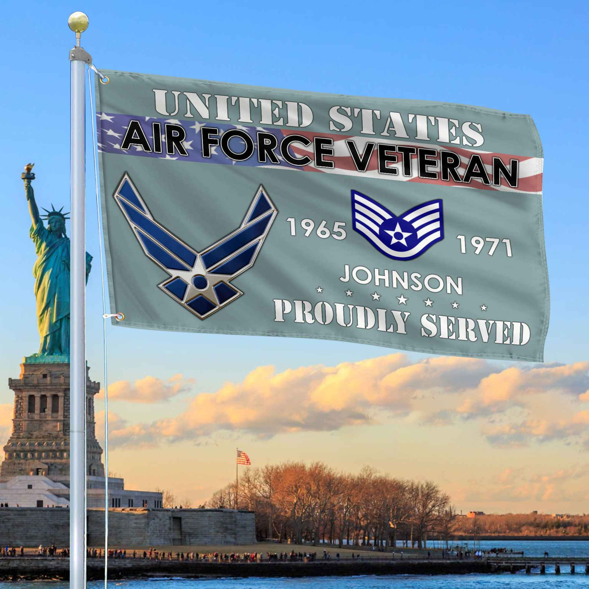 Premium USAF Grommet Flag VPVC109404, Custom Name, Rank, Year, Gifts For Air Force Veteran, Best Gifts On Father’s Day, Armed Forces Day, Independence Day, Veterans Day. Premium USAF Grommet Flag VPVC109404, Custom Name, Rank, Year, Gifts For Air Force Veteran, Best Gifts On Father’s Day, Armed Forces Day, Independence Day, Veterans Day.