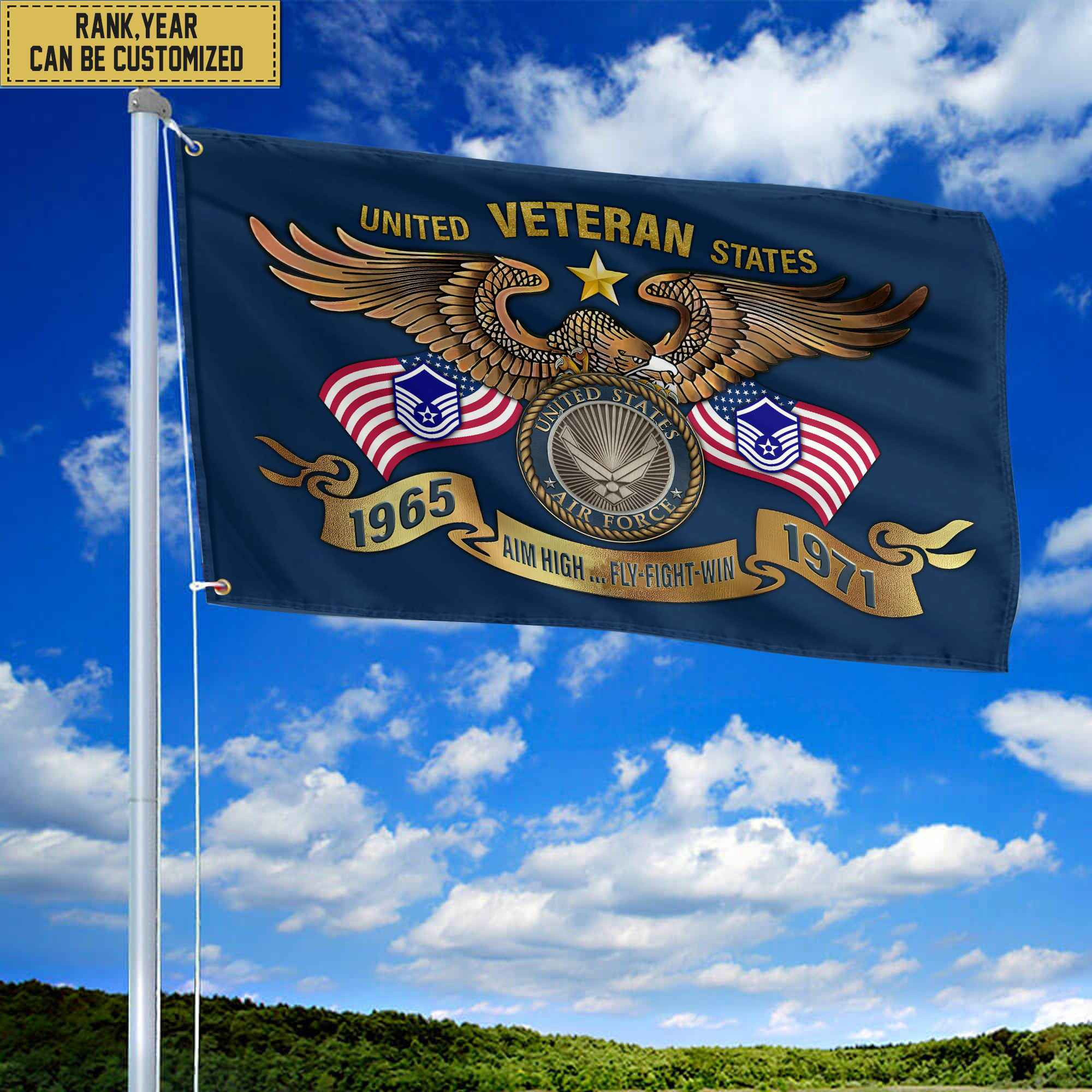 Custom USAF Veteran Grommet Flag, Gift For Air Force Veteran, Gift For Veterans Day, Memorial Day, Father’s Day VPVC104504 Custom USAF Veteran Grommet Flag, Gift For Air Force Veteran, Gift For Veterans Day, Memorial Day, Father’s Day VPVC104504