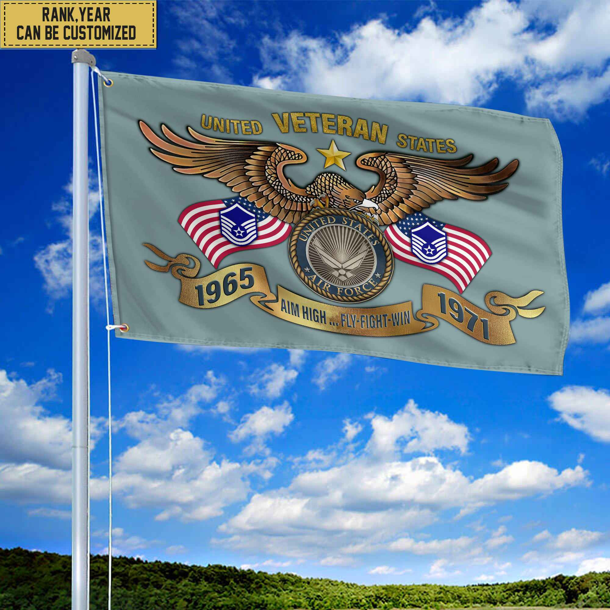 Custom USAF Veteran Grommet Flag, Gift For Air Force Veteran, Gift For Veterans Day, Memorial Day, Father’s Day VPVC104504 Custom USAF Veteran Grommet Flag, Gift For Air Force Veteran, Gift For Veterans Day, Memorial Day, Father’s Day VPVC104504