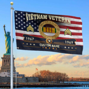 Premium Vietnam Veteran Grommet Flag VPVC108906, Custom Name, Rank, Year, Gifts For Vietnam Veteran, Best Gifts On Father’s Day, Armed Forces Day, Independence Day, Veterans Day.