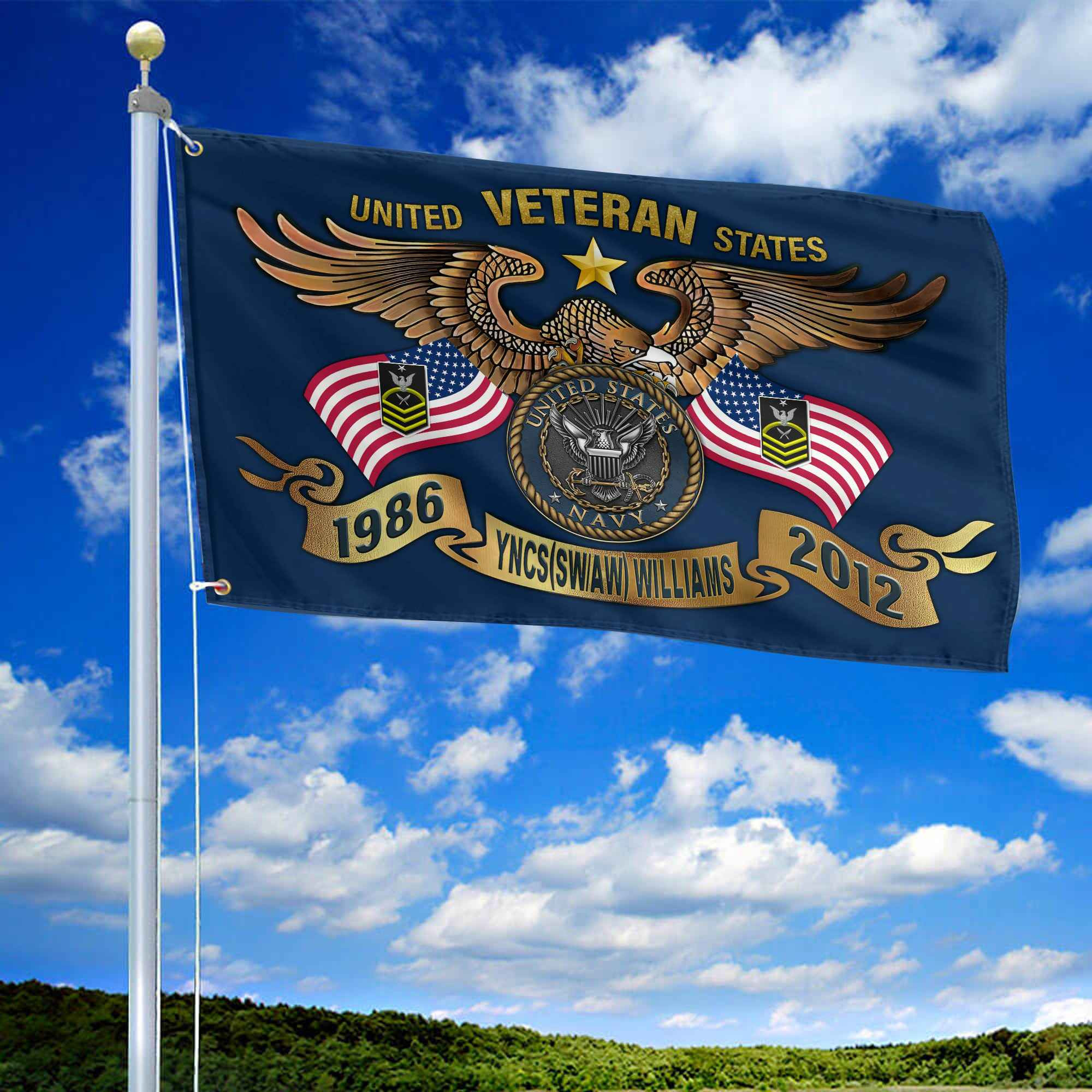 Premium Pesonalized US Navy Veteran Flag BPVC300810 Premium Pesonalized US Navy Veteran Flag BPVC300810