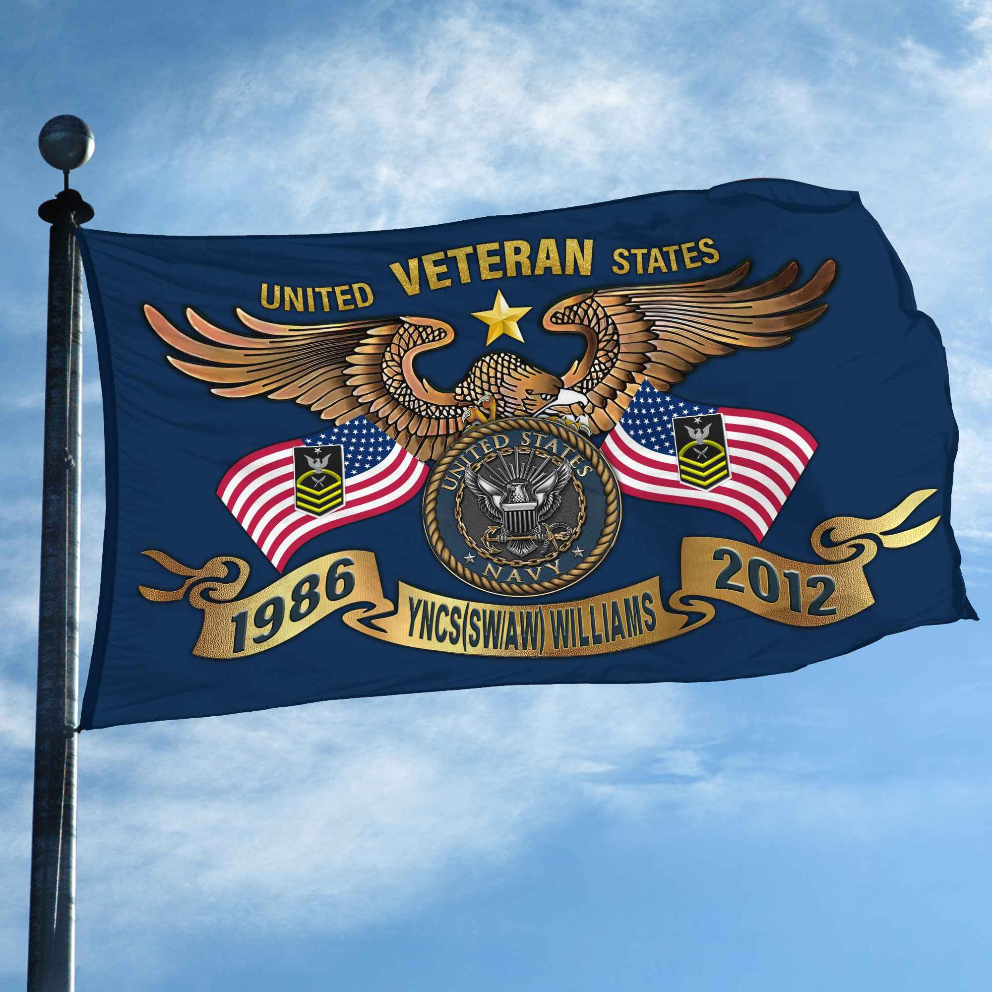 Premium Pesonalized US Navy Veteran Flag BPVC300810 Premium Pesonalized US Navy Veteran Flag BPVC300810