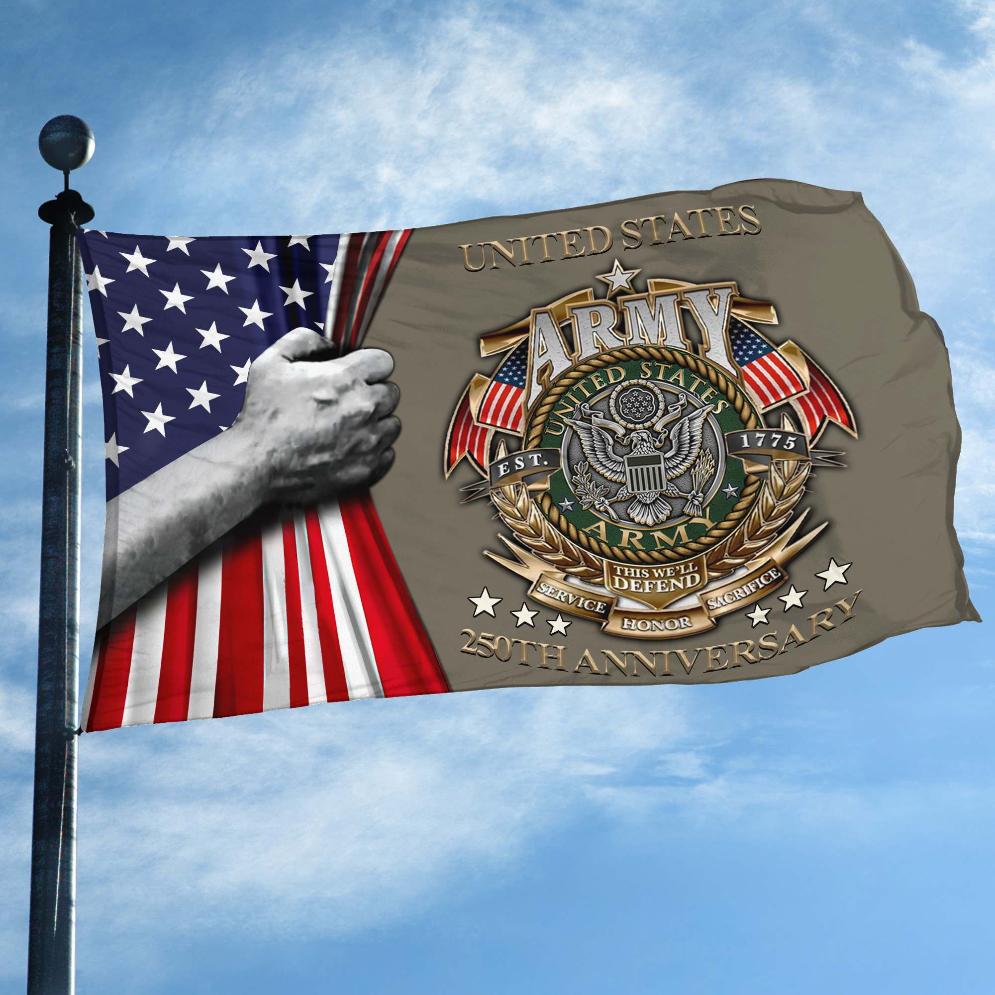 Premium 250th Anniversary Of The Army Grommet Flag VPVC120034, Gifts For Army Veteran, Best Gifts On Father’s Day, Veterans Day. Premium 250th Anniversary Of The Army Grommet Flag VPVC120034, Gifts For Army Veteran, Best Gifts On Father’s Day, Veterans Day.