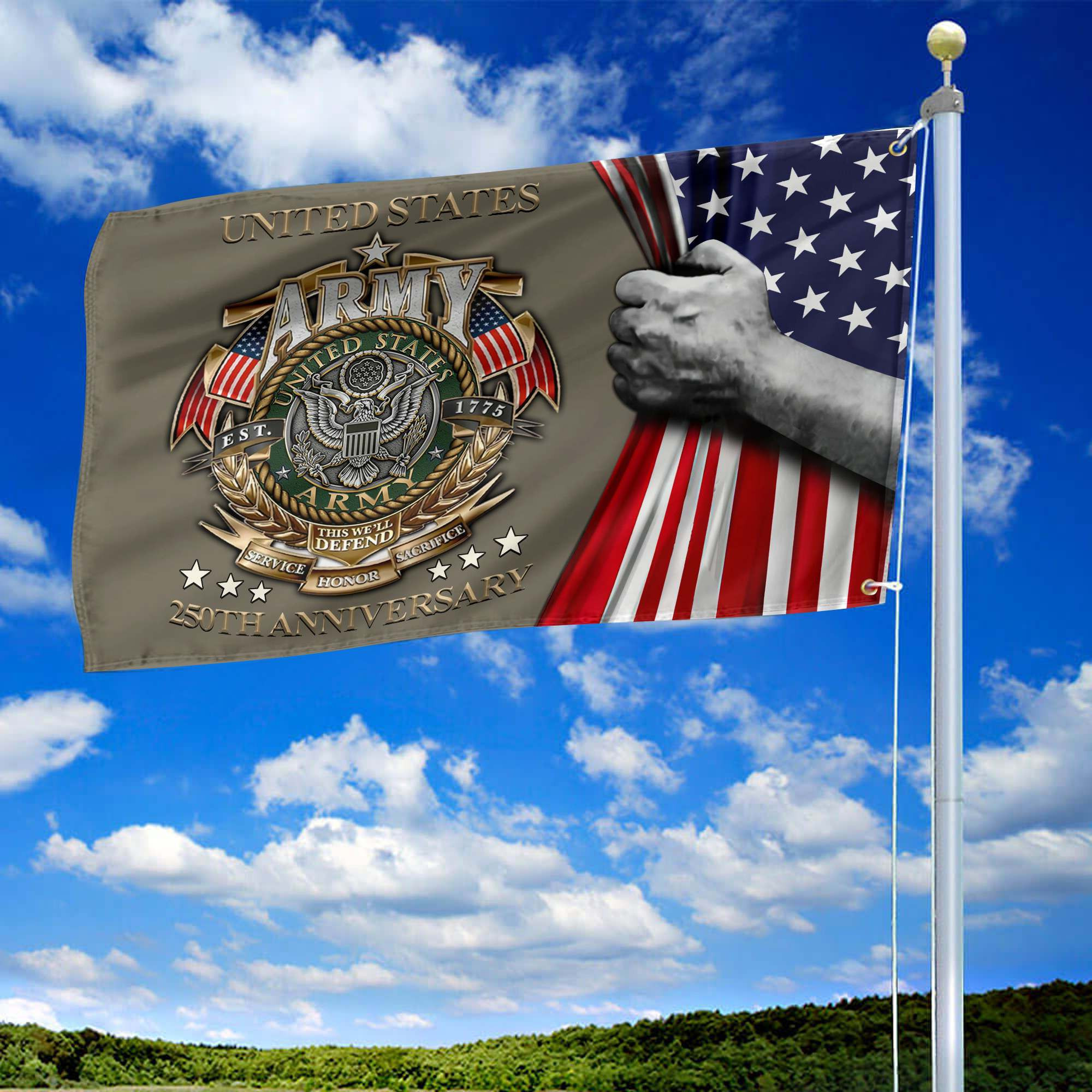 Premium 250th Anniversary Of The Army Grommet Flag VPVC120034, Gifts For Army Veteran, Best Gifts On Father’s Day, Veterans Day. Premium 250th Anniversary Of The Army Grommet Flag VPVC120034, Gifts For Army Veteran, Best Gifts On Father’s Day, Veterans Day.