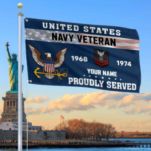 Premium US Navy Grommet Flag VPVC105502, Custom Name, Rank, Year, Gifts For Navy Veteran, Best Gifts On Father’s Day, Armed Forces Day, Independence Day, Veterans Day.