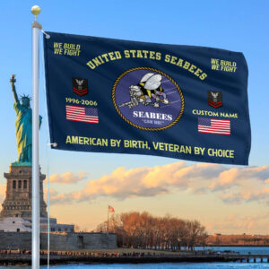 Premium Custom Name, Rank, Year, US Seabees Grommet Flag VPVC108109, Gift For Seabees Veteran, Gifts For Dad, For Husband, Best Gifts On Father’s Day, Independence Day, Veterans Day.