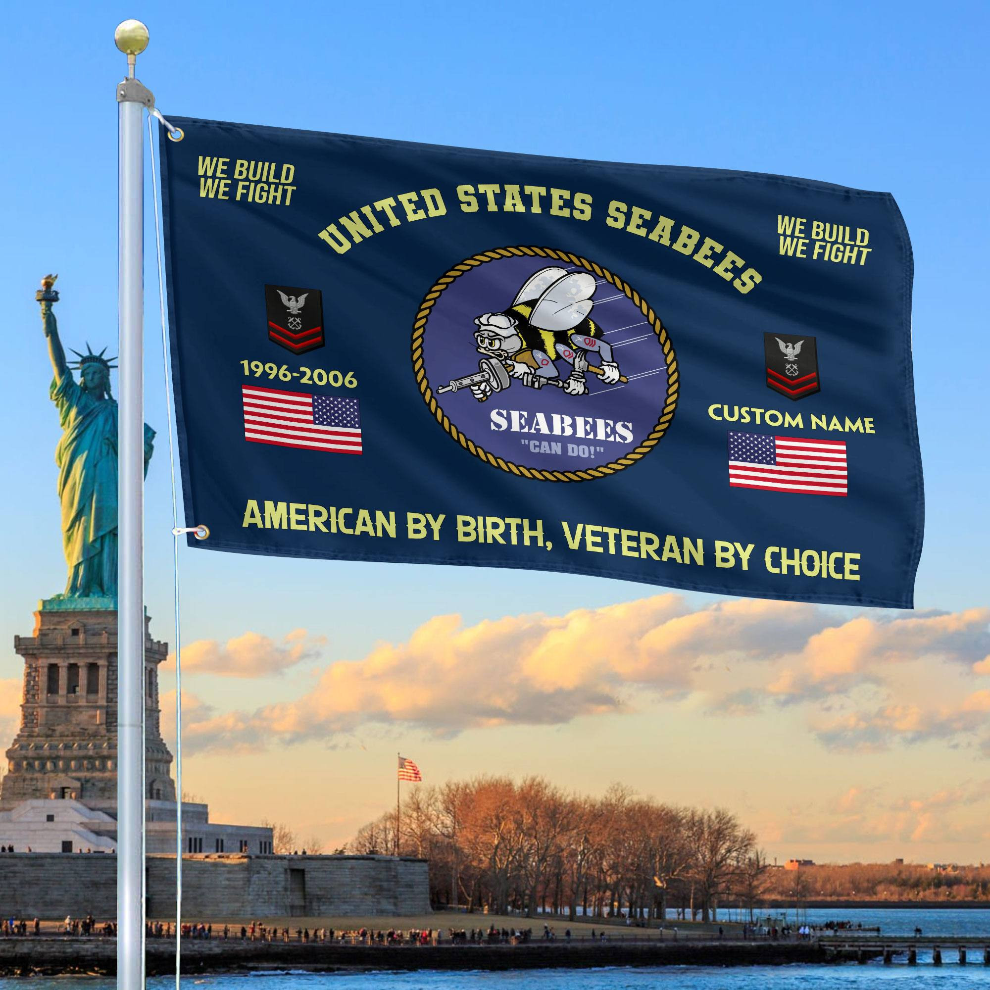 Premium Custom Name, Rank, Year, US Seabees Grommet Flag VPVC108109, Gift For Seabees Veteran, Gifts For Dad, For Husband, Best Gifts On Father’s Day, Independence Day, Veterans Day. Premium Custom Name, Rank, Year, US Seabees Grommet Flag VPVC108109, Gift For Seabees Veteran, Gifts For Dad, For Husband, Best Gifts On Father’s Day, Independence Day, Veterans Day.