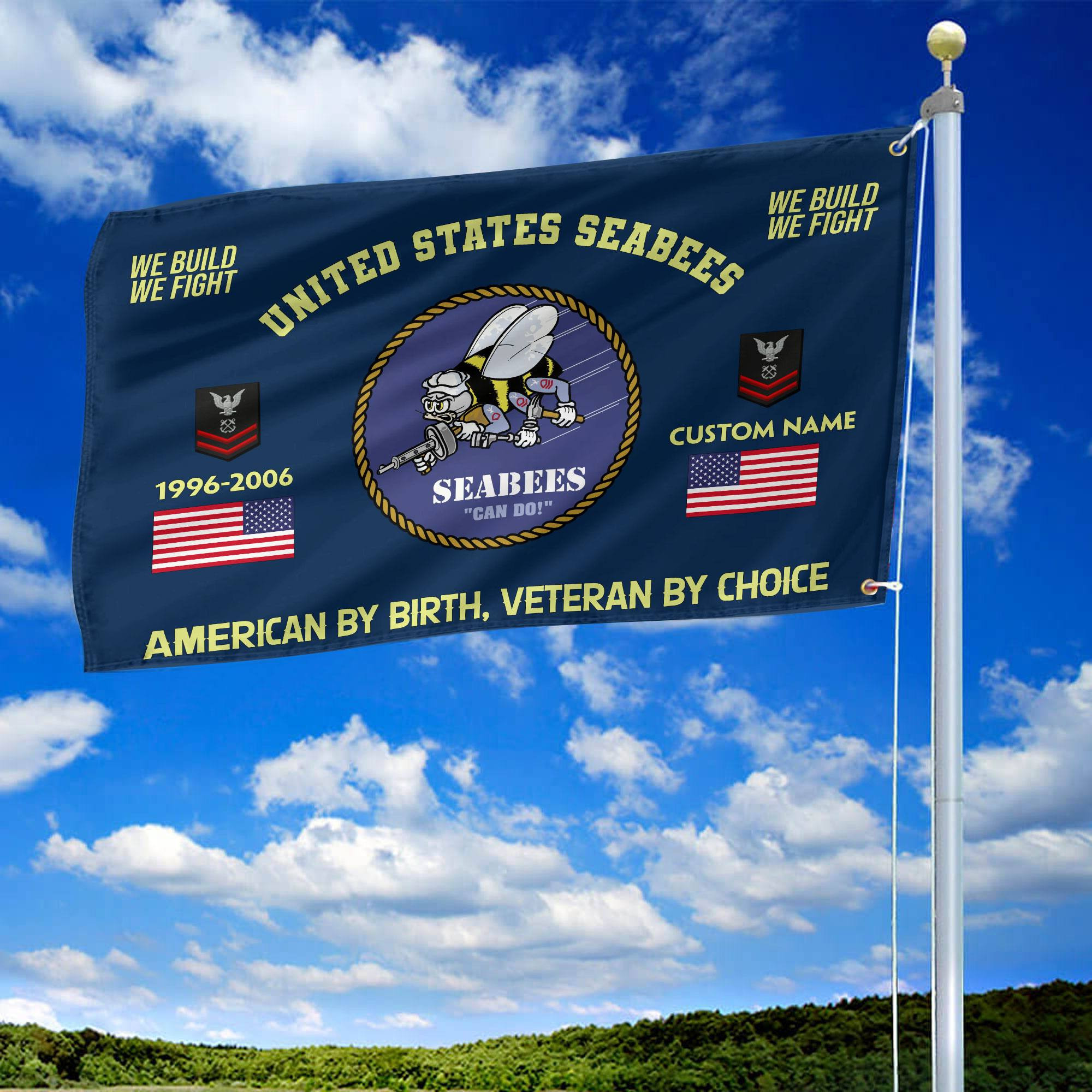 Premium Custom Name, Rank, Year, US Seabees Grommet Flag VPVC108109, Gift For Seabees Veteran, Gifts For Dad, For Husband, Best Gifts On Father’s Day, Independence Day, Veterans Day. Premium Custom Name, Rank, Year, US Seabees Grommet Flag VPVC108109, Gift For Seabees Veteran, Gifts For Dad, For Husband, Best Gifts On Father’s Day, Independence Day, Veterans Day.