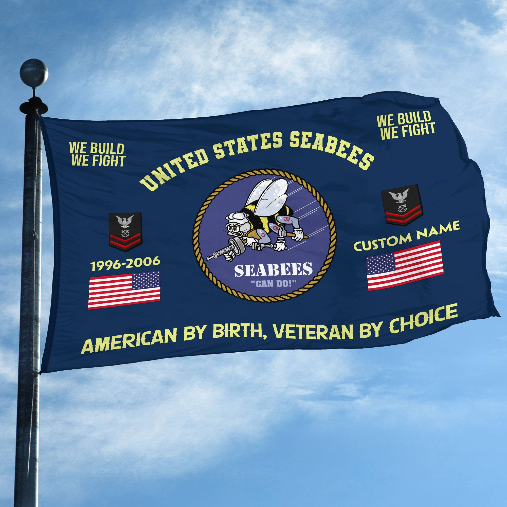 Premium Custom Name, Rank, Year, US Seabees Grommet Flag VPVC108109, Gift For Seabees Veteran, Gifts For Dad, For Husband, Best Gifts On Father’s Day, Independence Day, Veterans Day. Premium Custom Name, Rank, Year, US Seabees Grommet Flag VPVC108109, Gift For Seabees Veteran, Gifts For Dad, For Husband, Best Gifts On Father’s Day, Independence Day, Veterans Day.