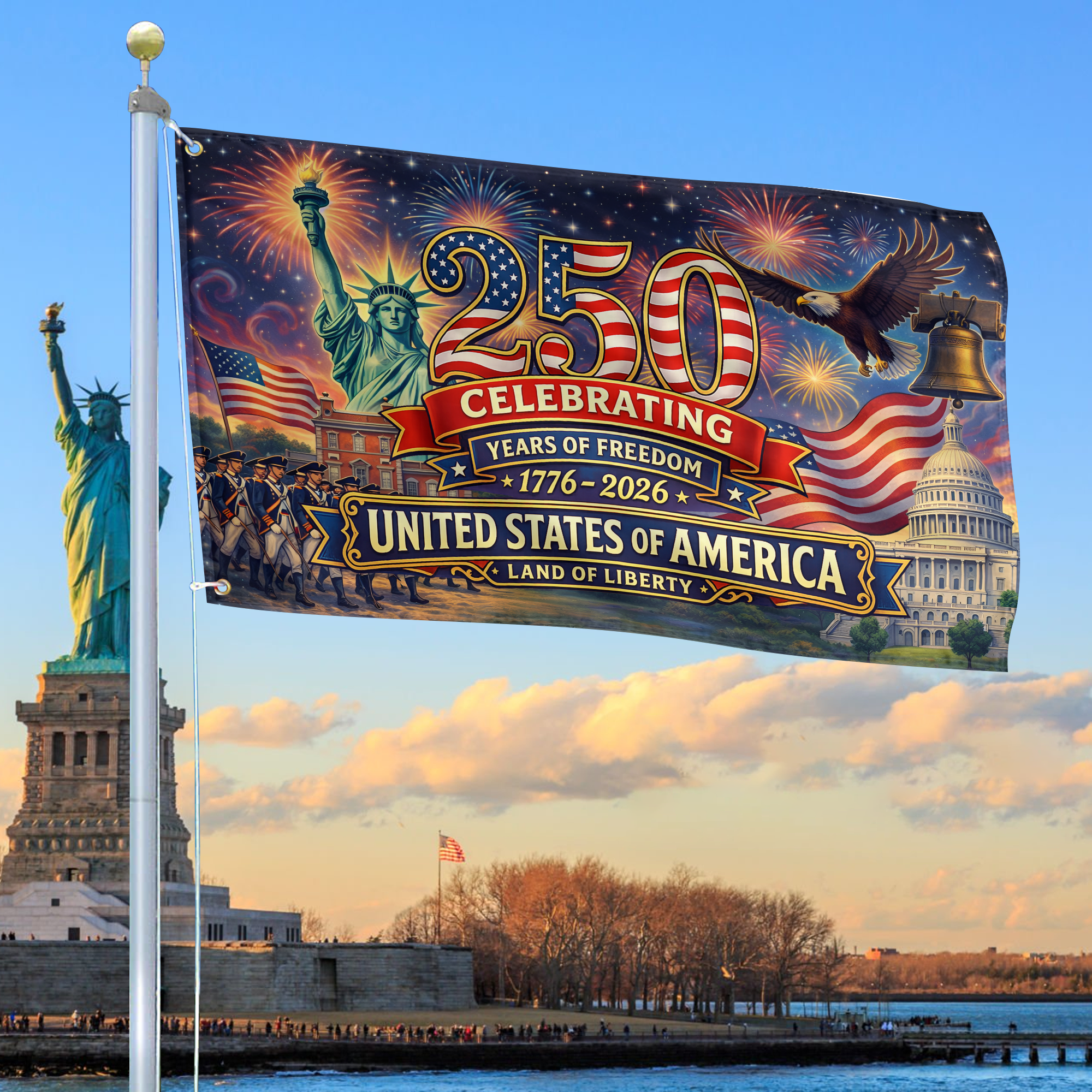 Premium America 250th Anniversary Grommet Flag VPVC120158, America 250th Flag, America 250th Birthday, Best Gifts On Independence Day, Veterans Day. Premium America 250th Anniversary Grommet Flag VPVC120158, America 250th Flag, America 250th Birthday, Best Gifts On Independence Day, Veterans Day.