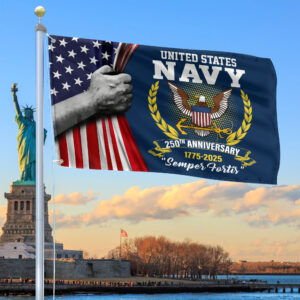 Premium US Navy Grommet Flag VPVC120040, 250th Anniversary Navy Flag, Gifts For Navy Veteran, Best Gifts On Father’s Day, Veterans Day.