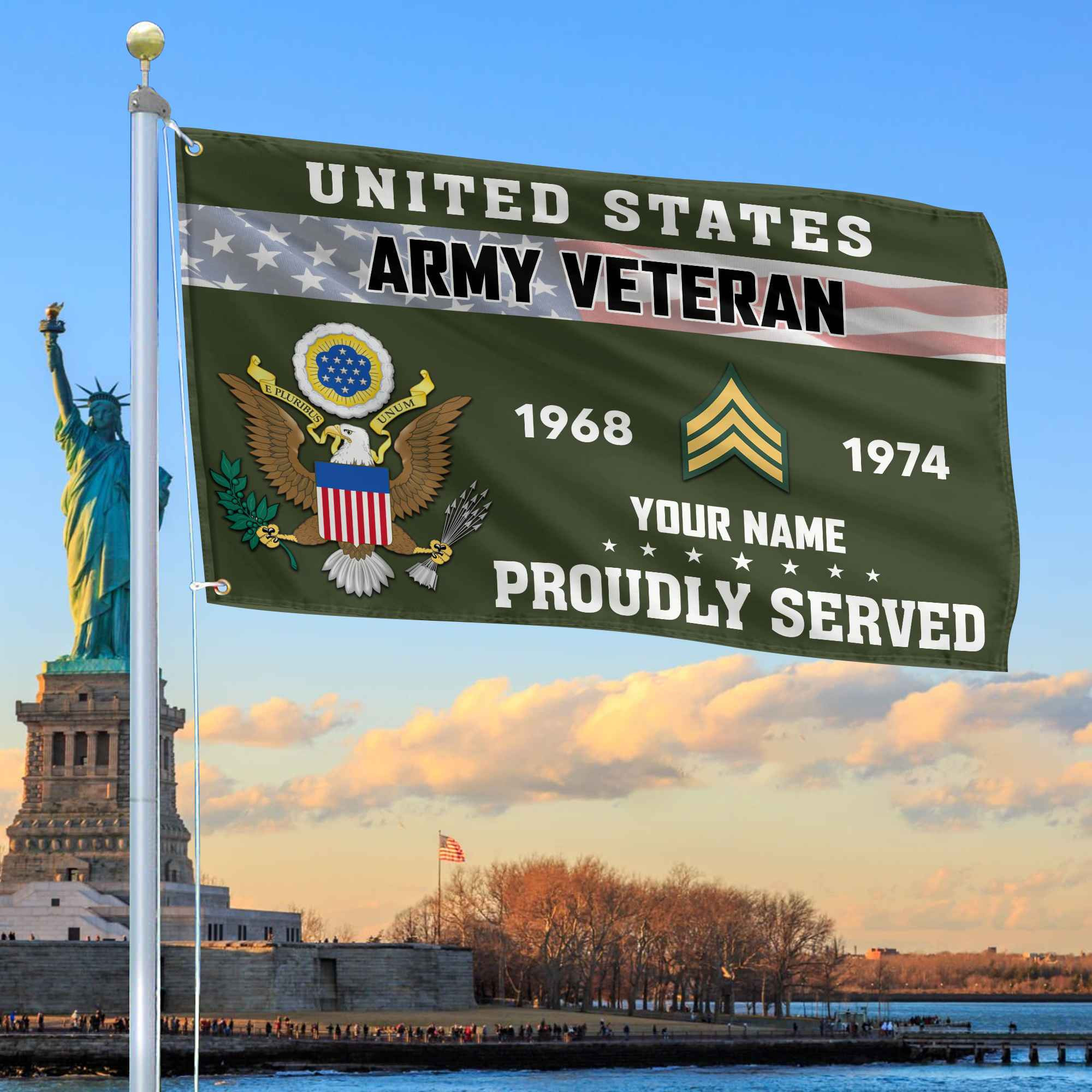 Premium US Army Grommet Flag VPVC105501, Custom Name, Rank, Year, Gifts For Army Veteran, Best Gifts On Father’s Day, Armed Forces Day, Independence Day, Veterans Day. Premium US Army Grommet Flag VPVC105501, Custom Name, Rank, Year, Gifts For Army Veteran, Best Gifts On Father’s Day, Armed Forces Day, Independence Day, Veterans Day.