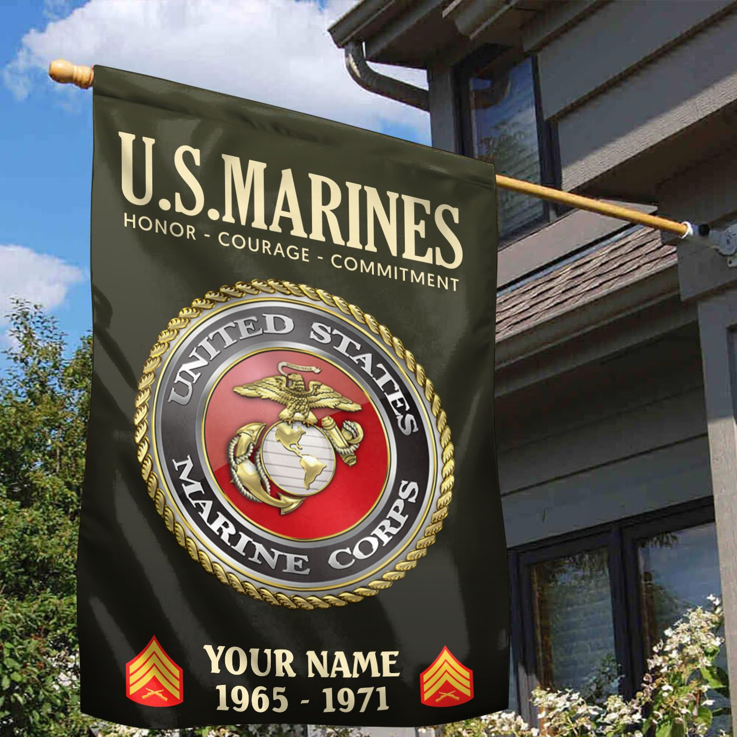 USMC Flag VPVC112211, Custom Name, Rank, Year, Gift For Marine Veteran, American Flag, Patriotic Flag, Garden Flag, House Flag USMC Flag VPVC112211, Custom Name, Rank, Year, Gift For Marine Veteran, American Flag, Patriotic Flag, Garden Flag, House Flag
