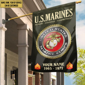 USMC Flag VPVC112211, Custom Name, Rank, Year, Gift For Marine Veteran, American Flag, Patriotic Flag, Garden Flag, House Flag 1 1743151373587.jpg