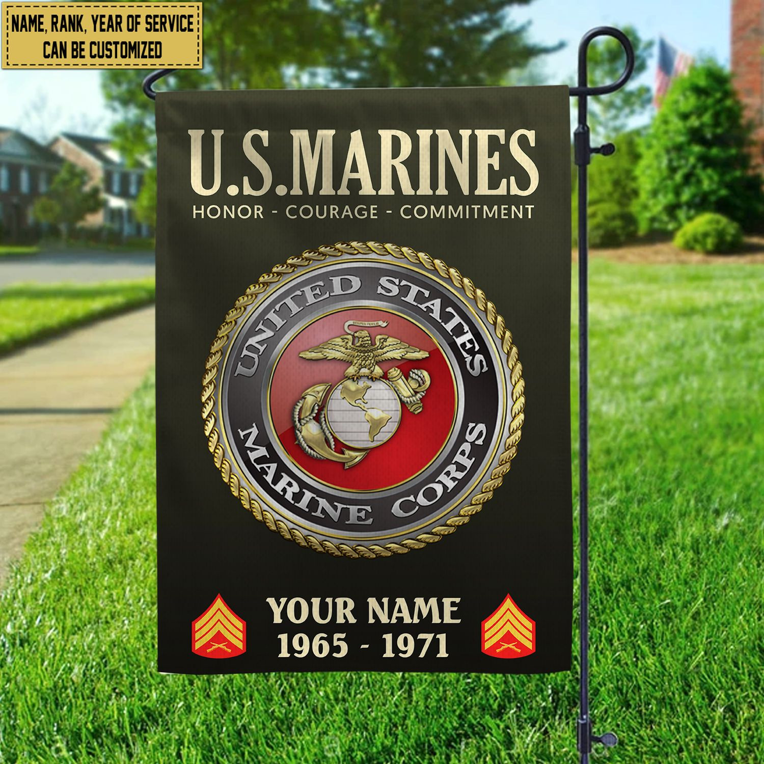 USMC Flag VPVC112211, Custom Name, Rank, Year, Gift For Marine Veteran, American Flag, Patriotic Flag, Garden Flag, House Flag USMC Flag VPVC112211, Custom Name, Rank, Year, Gift For Marine Veteran, American Flag, Patriotic Flag, Garden Flag, House Flag