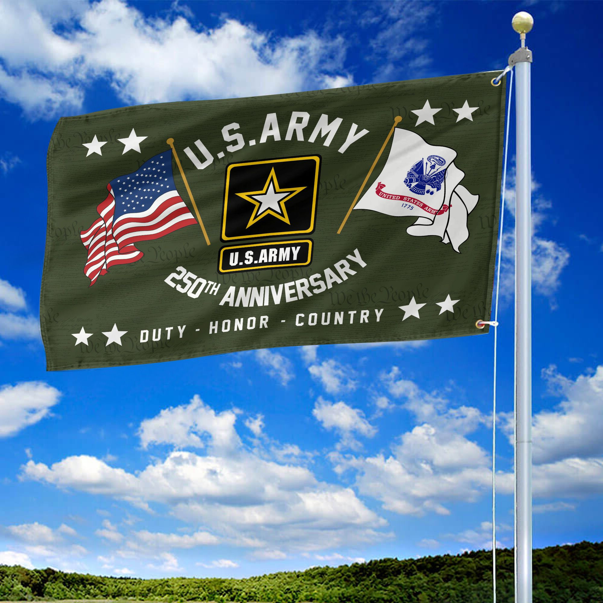 Premium 250th Anniversary Of The Army Grommet Flag VPVC120048, Gifts For Army Veteran, Best Gifts On Father’s Day, Veterans Day. Premium 250th Anniversary Of The Army Grommet Flag VPVC120048, Gifts For Army Veteran, Best Gifts On Father’s Day, Veterans Day.