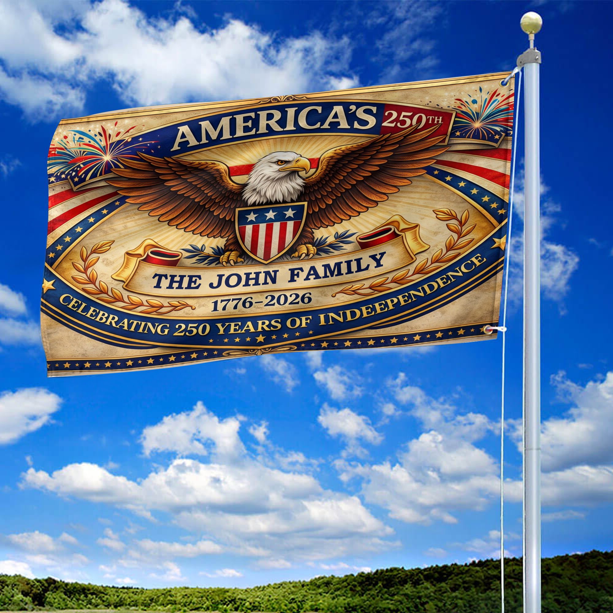 Premium Custom America 250th Anniversary Grommet Flag VPVC120160, America 250th Flag, America 250th Birthday, Best Gifts On Independence Day, Veterans Day. Premium Custom America 250th Anniversary Grommet Flag VPVC120160, America 250th Flag, America 250th Birthday, Best Gifts On Independence Day, Veterans Day.