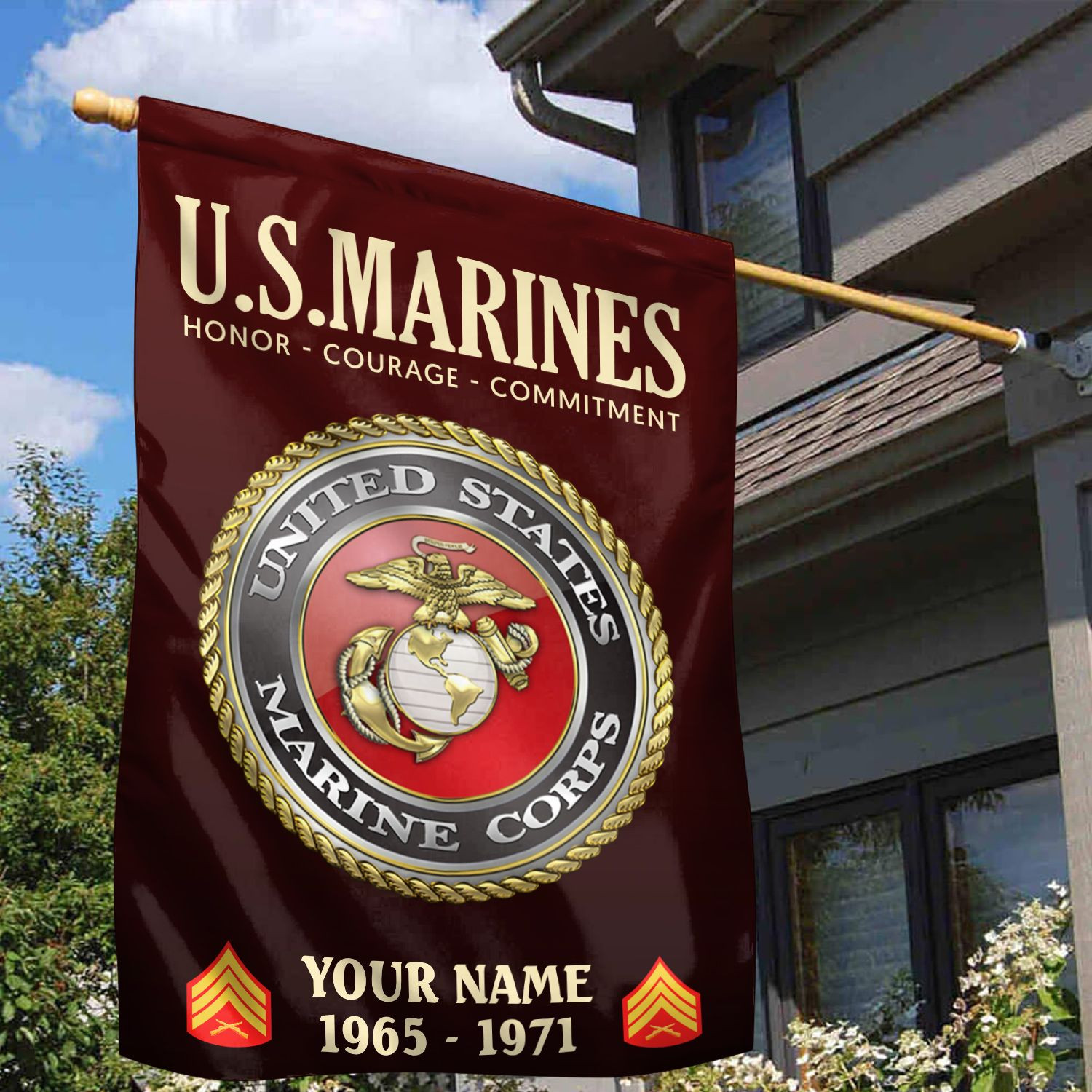 USMC Flag VPVC112203, Custom Name, Rank, Year, Gift For Marine Veteran, American Flag, Patriotic Flag, Garden Flag, House Flag USMC Flag VPVC112203, Custom Name, Rank, Year, Gift For Marine Veteran, American Flag, Patriotic Flag, Garden Flag, House Flag