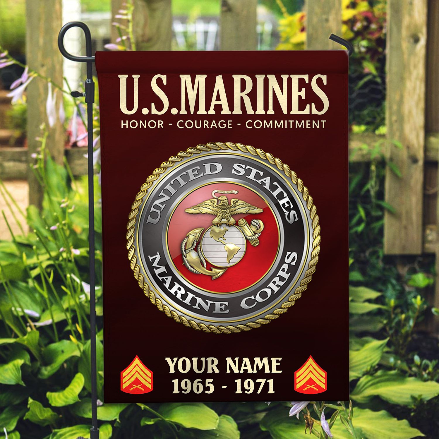 USMC Flag VPVC112203, Custom Name, Rank, Year, Gift For Marine Veteran, American Flag, Patriotic Flag, Garden Flag, House Flag USMC Flag VPVC112203, Custom Name, Rank, Year, Gift For Marine Veteran, American Flag, Patriotic Flag, Garden Flag, House Flag