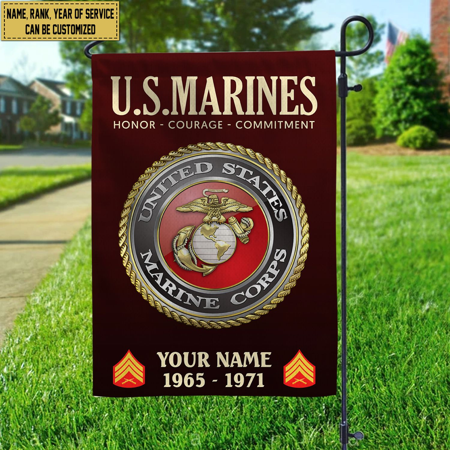 USMC Flag VPVC112203, Custom Name, Rank, Year, Gift For Marine Veteran, American Flag, Patriotic Flag, Garden Flag, House Flag USMC Flag VPVC112203, Custom Name, Rank, Year, Gift For Marine Veteran, American Flag, Patriotic Flag, Garden Flag, House Flag