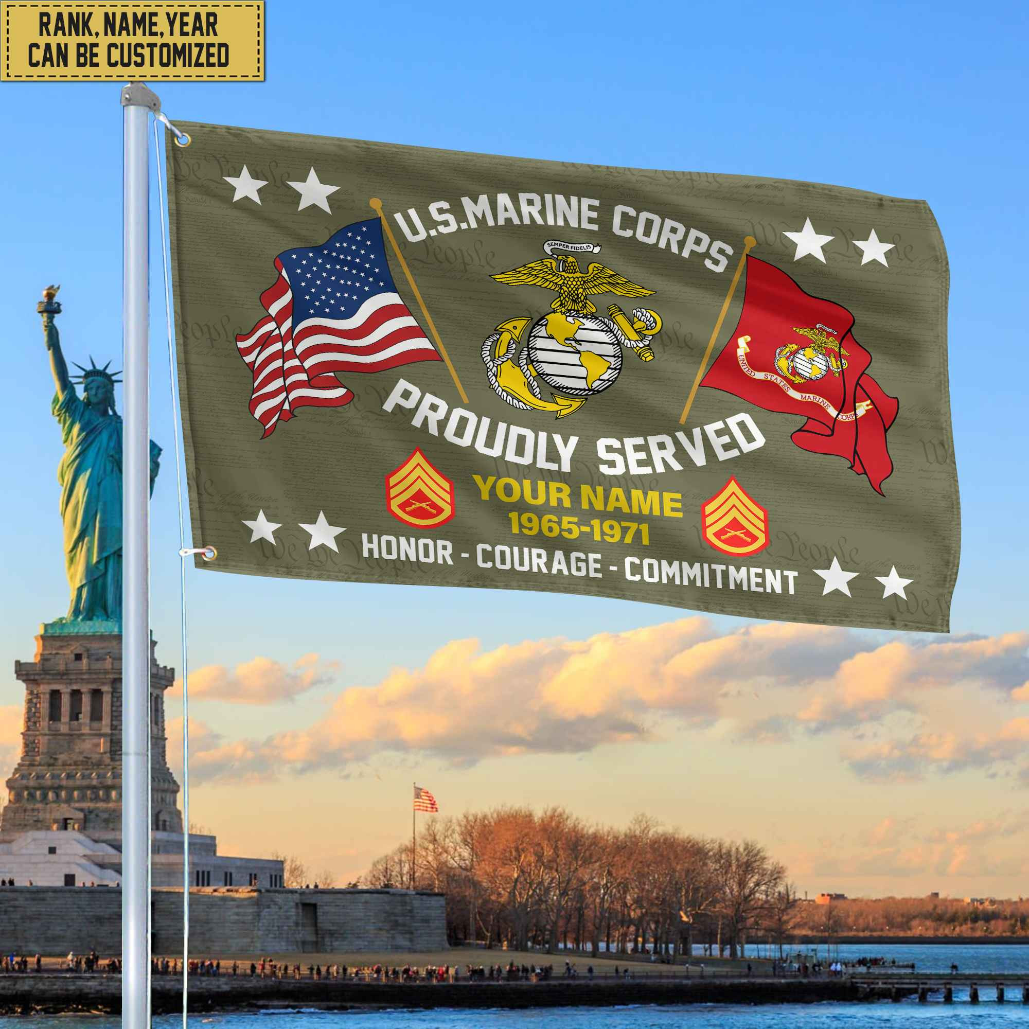 USMC Personalized American Flag, Gift For Him Military, Marine Veteran Grommet Flag VPVC101803 USMC Personalized American Flag, Gift For Him Military, Marine Veteran Grommet Flag VPVC101803