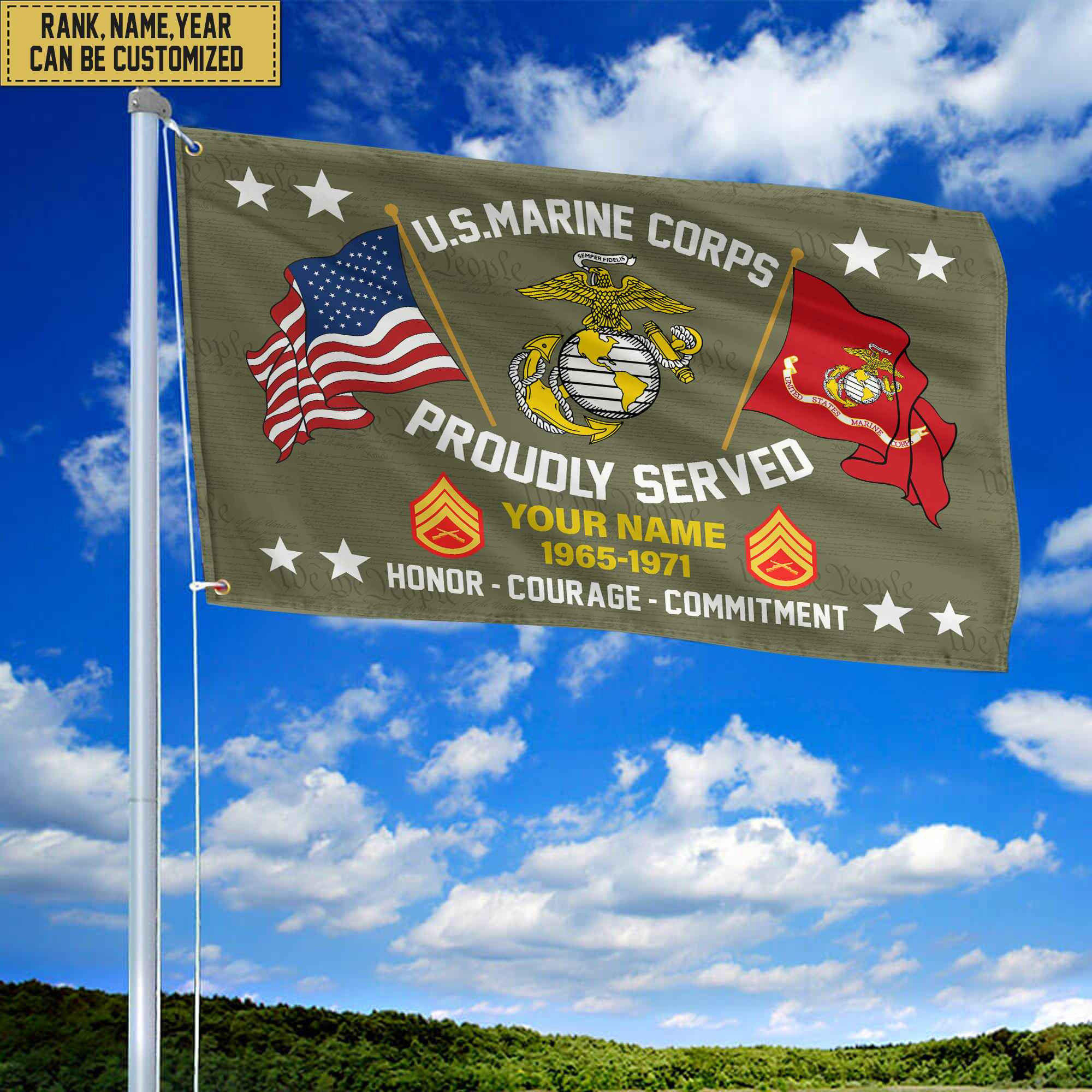 USMC Personalized American Flag, Gift For Him Military, Marine Veteran Grommet Flag VPVC101803 USMC Personalized American Flag, Gift For Him Military, Marine Veteran Grommet Flag VPVC101803