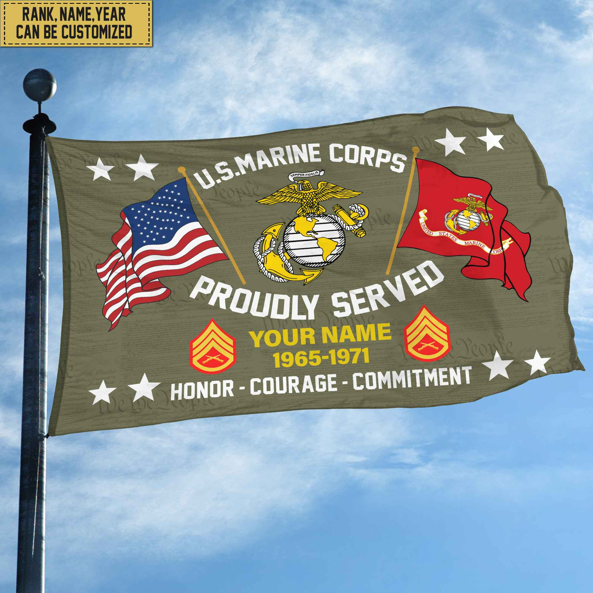 USMC Personalized American Flag, Gift For Him Military, Marine Veteran Grommet Flag VPVC101803 USMC Personalized American Flag, Gift For Him Military, Marine Veteran Grommet Flag VPVC101803