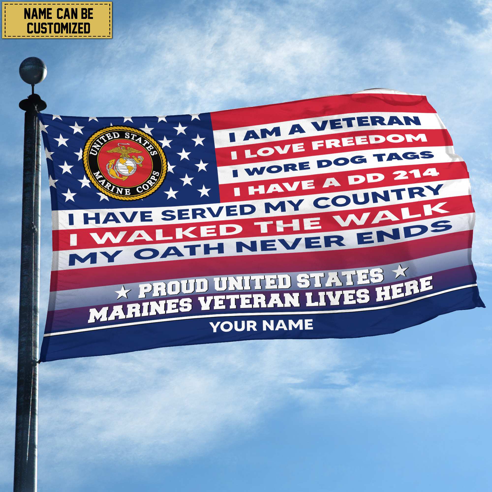 USMC Personalized American Flag, Gift For US Military Veteran, US Marine Veteran Grommet Flag, Garden Flag, House Flag VPVC102903 USMC Personalized American Flag, Gift For US Military Veteran, US Marine Veteran Grommet Flag, Garden Flag, House Flag VPVC102903