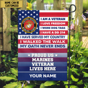 USMC Personalized American Flag, Gift For US Military Veteran, US Marine Veteran Grommet Flag, Garden Flag, House Flag VPVC102903 1 1716371762617.jpg