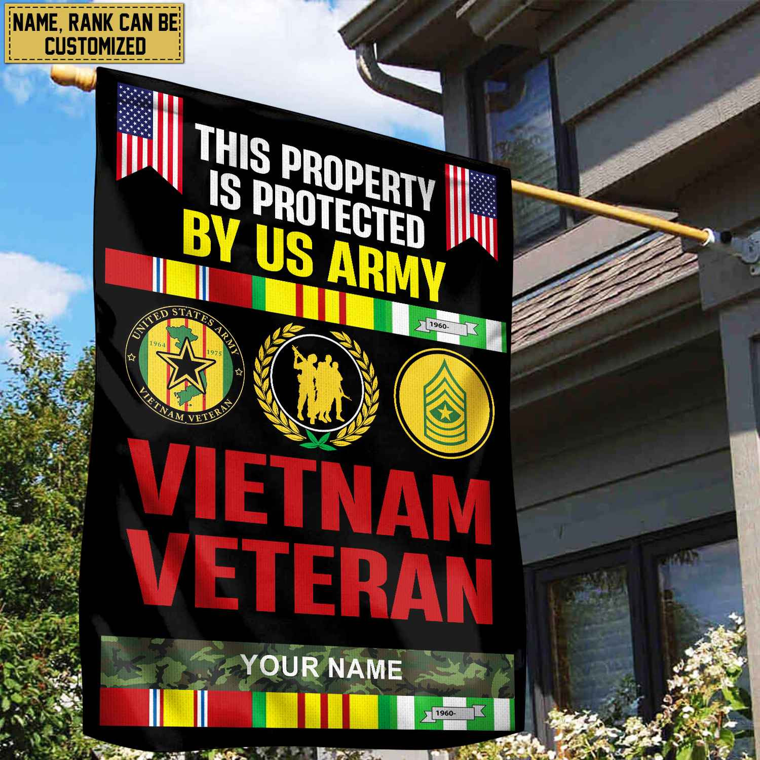 Vietnam Veteran Personalized American Flag, Gift For Vn Veteran, US Veteran Grommet Flag, Garden Flag, House Flag VPVC103606 Vietnam Veteran Personalized American Flag, Gift For Vn Veteran, US Veteran Grommet Flag, Garden Flag, House Flag VPVC103606