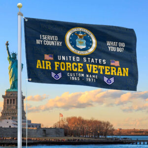Unique Custom Name, Rank, Year, USAF Grommet Flag VPVC106712, Gift For Air Force Veteran, Gifts For Dad, For Husband, Best Gifts On Father’s Day, Independence Day, Veterans Day.