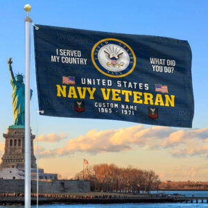 Unique Custom Name, Rank, Year, US Navy Grommet Flag VPVC106702, Gift For Navy Veteran, Gifts For Dad, For Husband, Best Gifts On Father’s Day, Independence Day, Veterans Day.