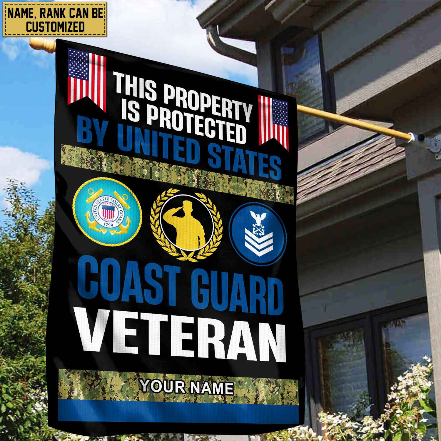 USCG Veteran Personalized American Flag, Gift For Coast Guard Veteran, US Veteran Grommet Flag, Garden Flag, House Flag VPVC103605 USCG Veteran Personalized American Flag, Gift For Coast Guard Veteran, US Veteran Grommet Flag, Garden Flag, House Flag VPVC103605