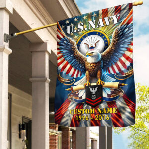 Premium Custom Name, Rank US Navy Flag VPVC110302, Gift For Navy Veteran, American Flag, Patriotic Flag, Garden Flag, House Flag, Best Gifts On Father’s Day, Independence Day, Veterans Day.