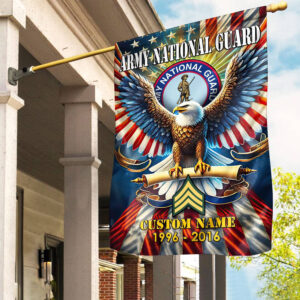 Premium Custom Name, Rank US Army National Guard Flag VPVC110308, Gift For Army National Guard Veteran, American Flag, Patriotic Flag, Garden Flag, House Flag, Best Gifts On Father’s Day, Independence Day, Veterans Day.