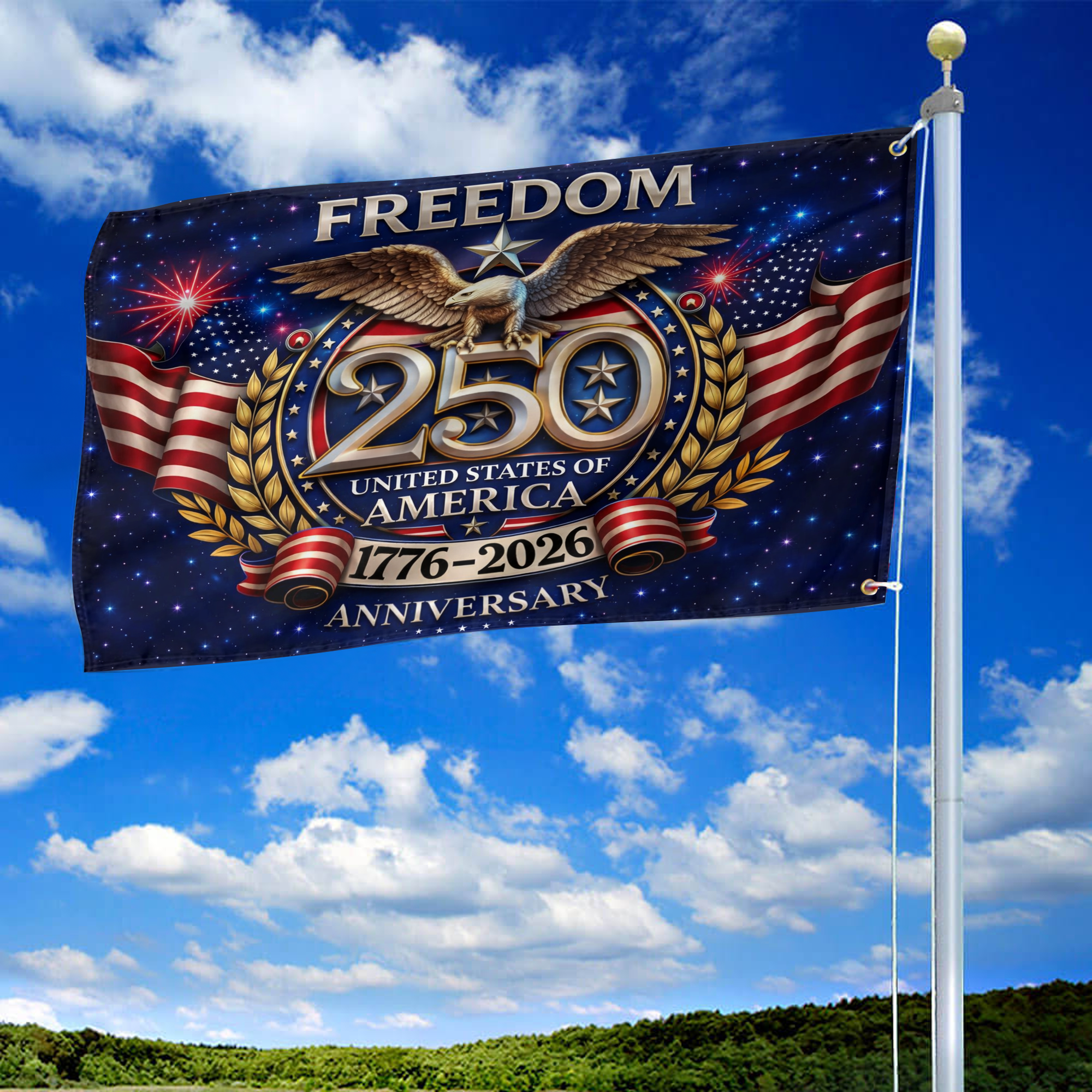 Premium America 250th Anniversary Grommet Flag VPVC120169, America 250th Flag, America 250th Birthday, Best Gifts On Independence Day, Veterans Day. Premium America 250th Anniversary Grommet Flag VPVC120169, America 250th Flag, America 250th Birthday, Best Gifts On Independence Day, Veterans Day.