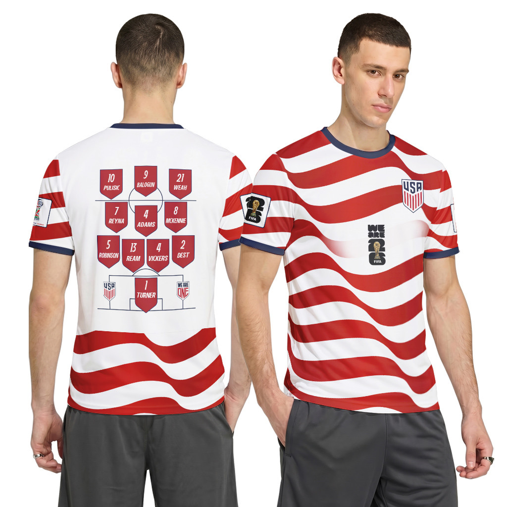 USA Starting XI World Cup 2026 Stripe AOP T-Shirt USA Starting XI World Cup 2026 Stripe AOP T-Shirt