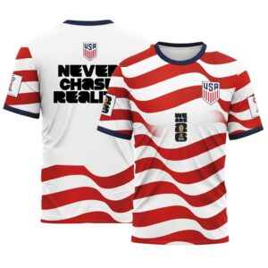 USA AOP T-Shirt Never Chase Reality Home Edition