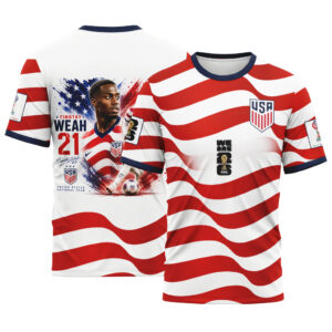 Timothy Weah 21  AOP T-Shirt  2026 USA World Cup