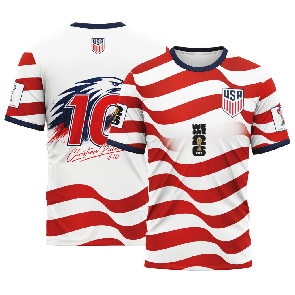 Christian Pulisic 10 USA 2026 World Cup Signature AOP T-Shirt Christian Pulisic 10 USA 2026 World Cup Signature AOP T-Shirt