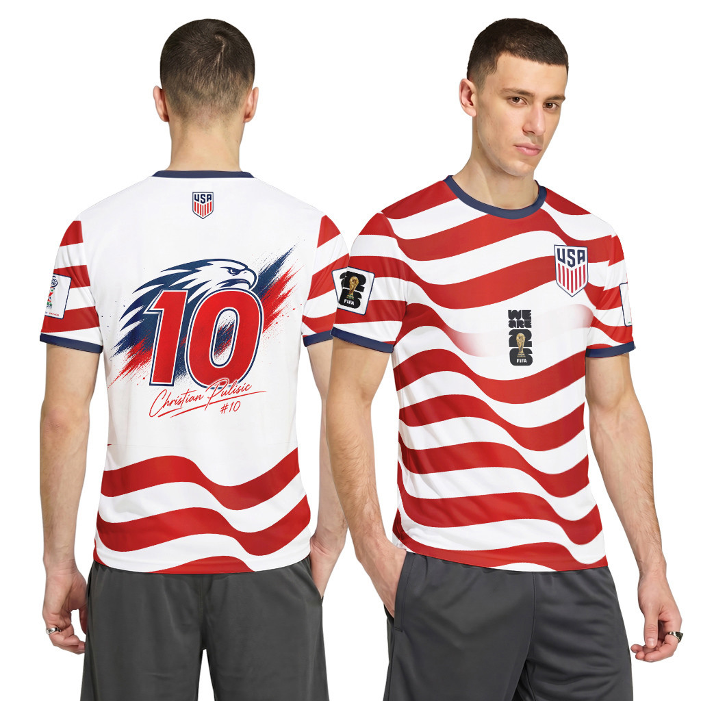 Christian Pulisic 10 USA 2026 World Cup Signature AOP T-Shirt Christian Pulisic 10 USA 2026 World Cup Signature AOP T-Shirt