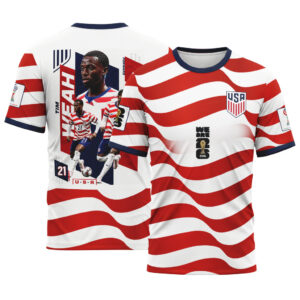 Timothy Weah 21  AOP T-Shirt  2026 USA World Cup