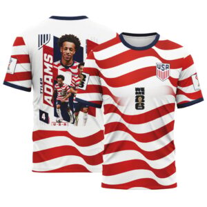 Tyler Adams 4  AOP T-Shirt  2026 USA World Cup