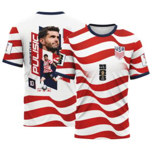 Christian Pulisic 10 USA World Cup 2026 Stripe AOP T-Shirt