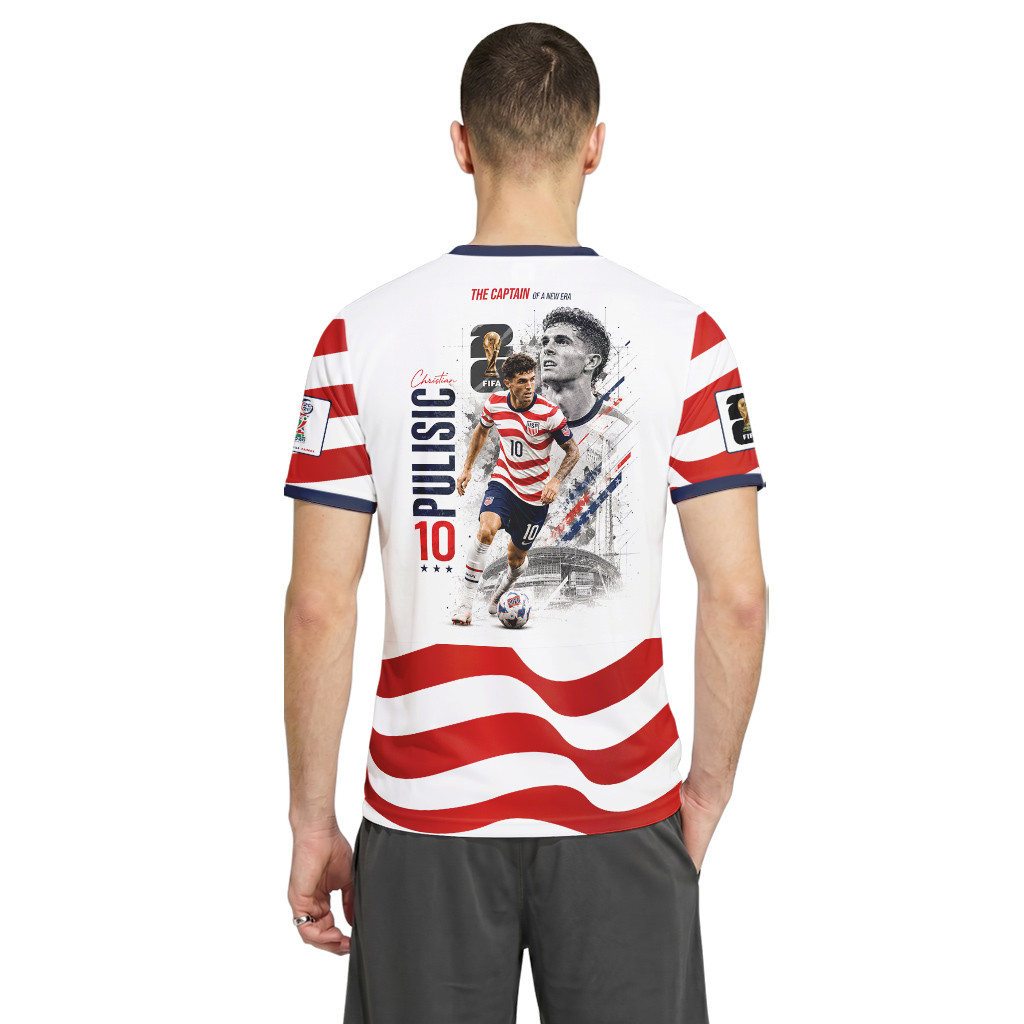 USA Soccer Pulisic #10 AOP T-Shirt Wave Flag USA Soccer Pulisic #10 AOP T-Shirt Wave Flag